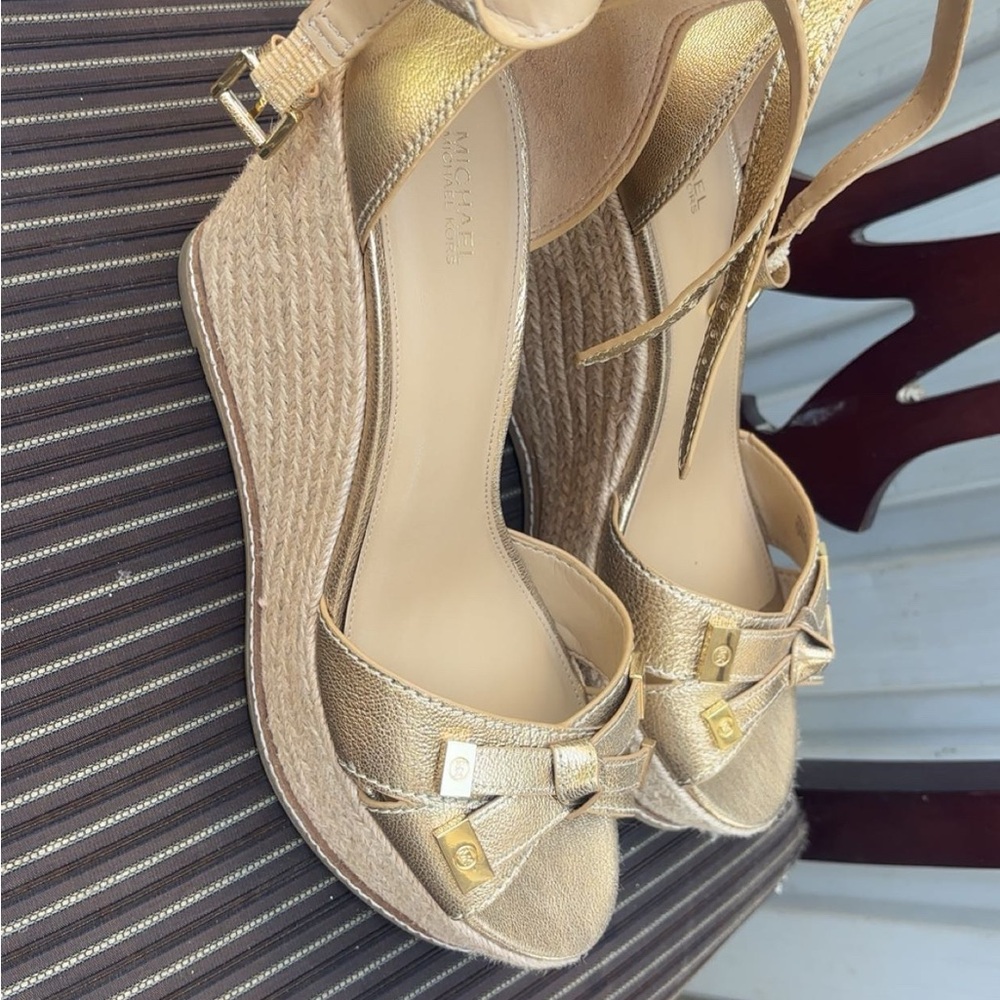 Michael Kors Gold Wedge Sandals